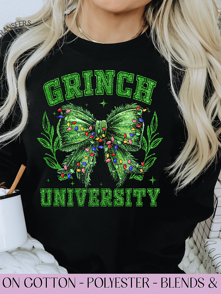 Grinch University Bow - Full Color DTF Transfer 1