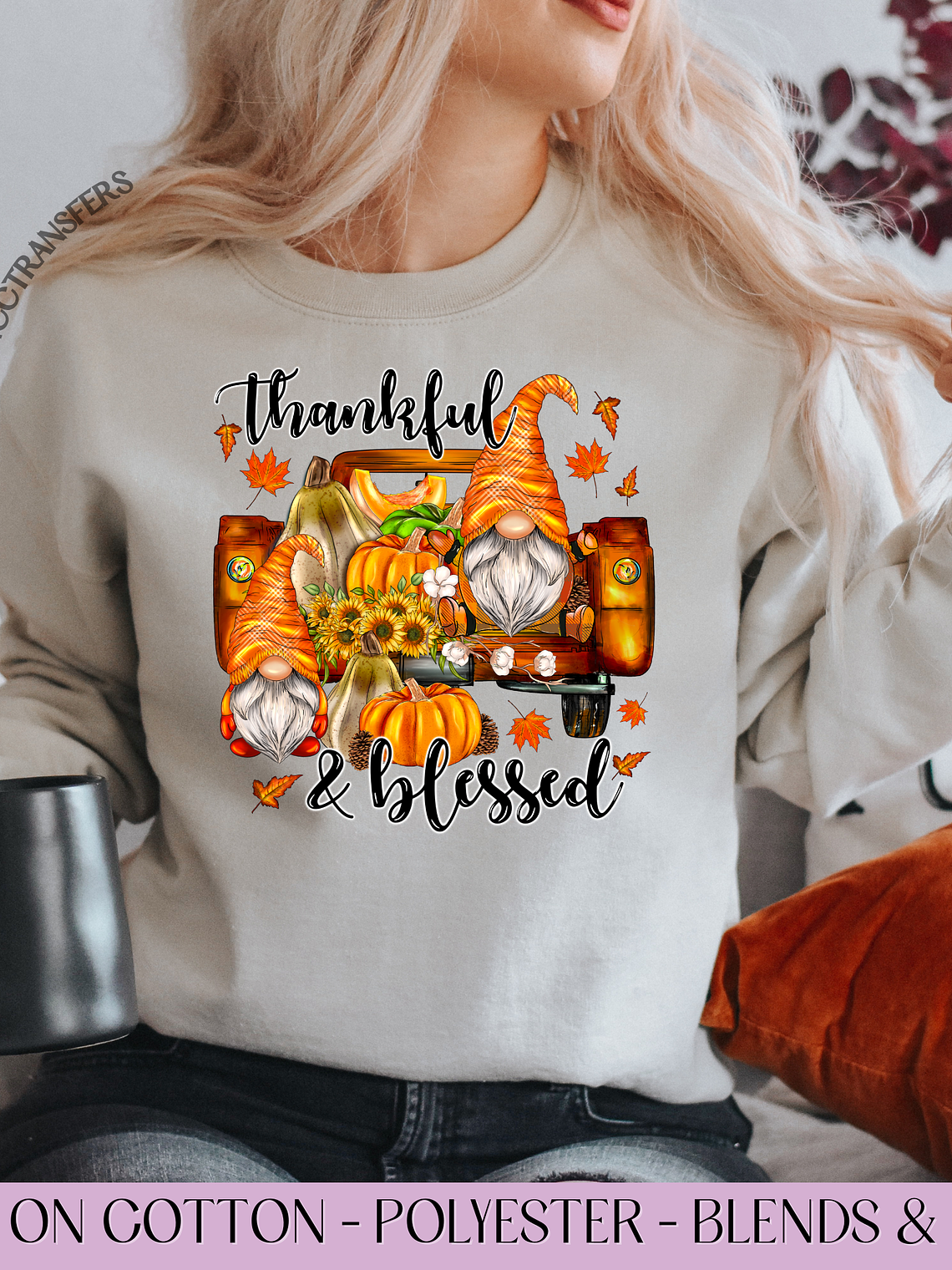 Thankful & Grateful Gnomes Fall - Full Color DTF Transfer 1