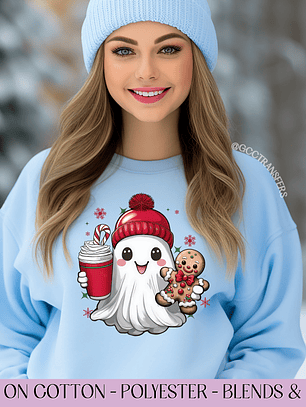 Christmas Cute Ghost Gingerbread - Full Color DTF Transfer