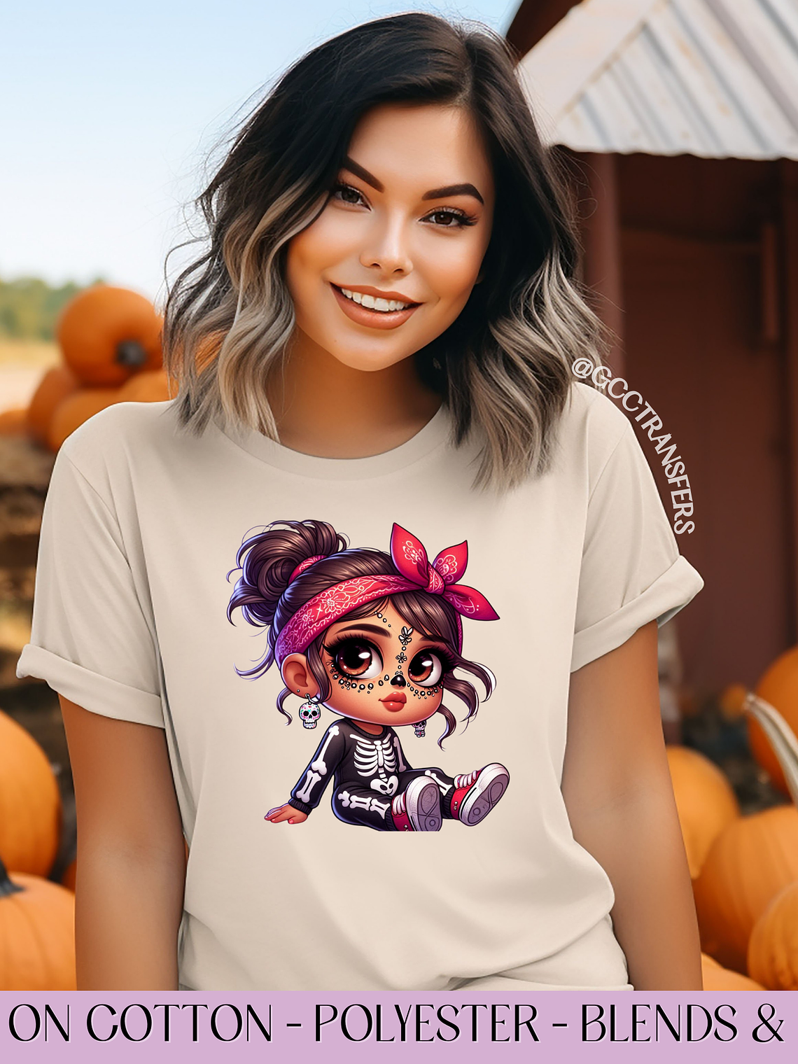 Baby Latina Dia de los Muertos Red Banda - Full Color DTF Transfer 1