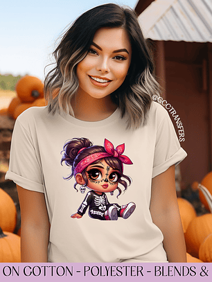 Baby Latina Dia de los Muertos Red Banda - Full Color DTF Transfer