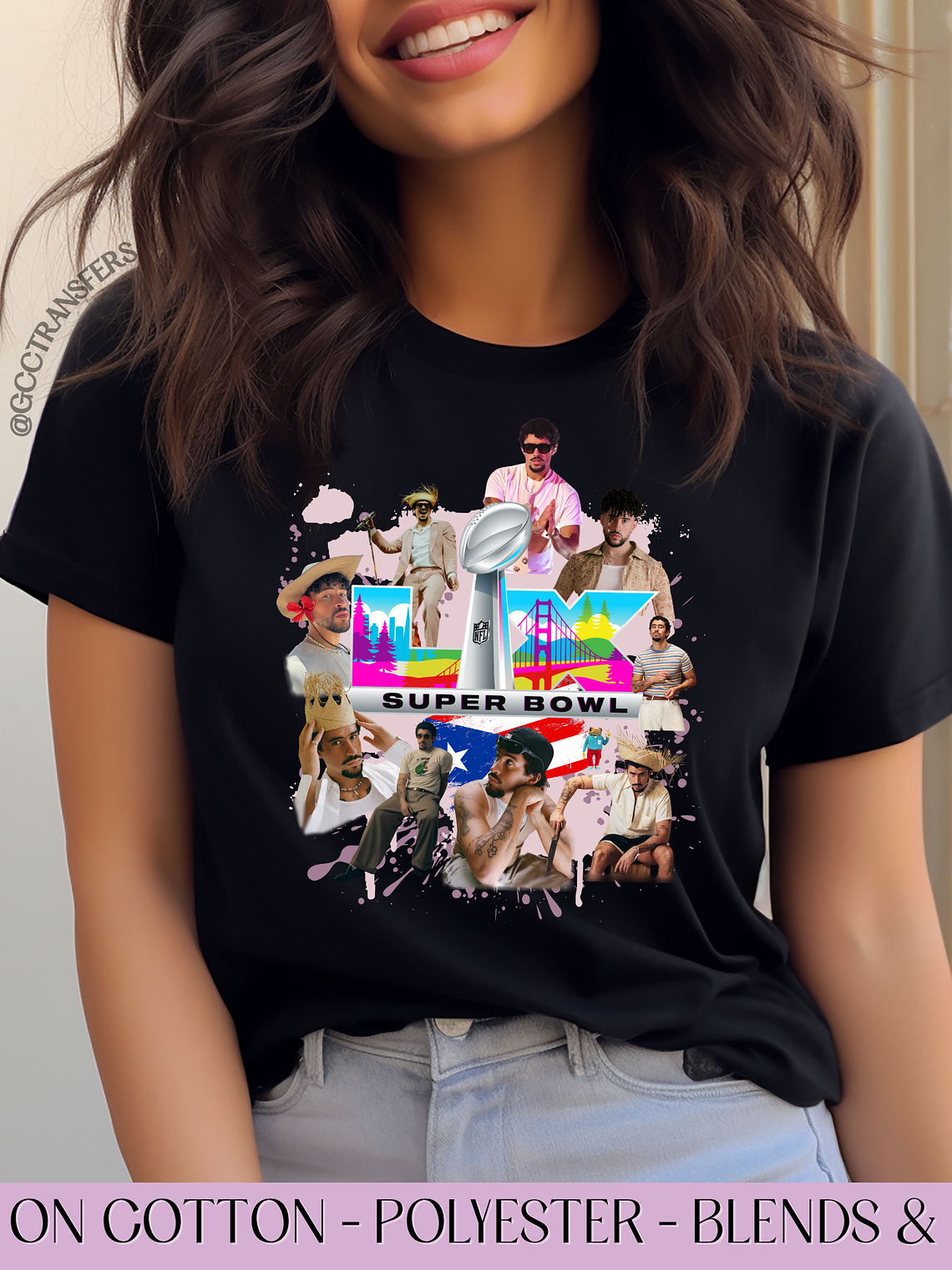 Bad Bunny Halftime Show Collage 2026 - Full Color DTF Transfer 1