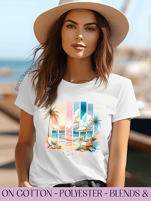 Beach Summer Sunset Waves - Full Color DTF Transfer