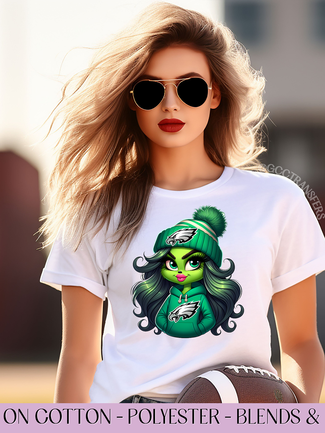 Grinch Boujee Eagles Girl Fan Football - Full Color DTF Transfer 1