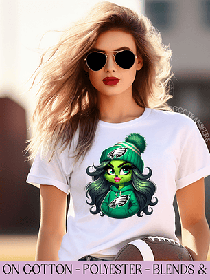 Grinch Boujee Eagles Girl Fan Football - Full Color DTF Transfer