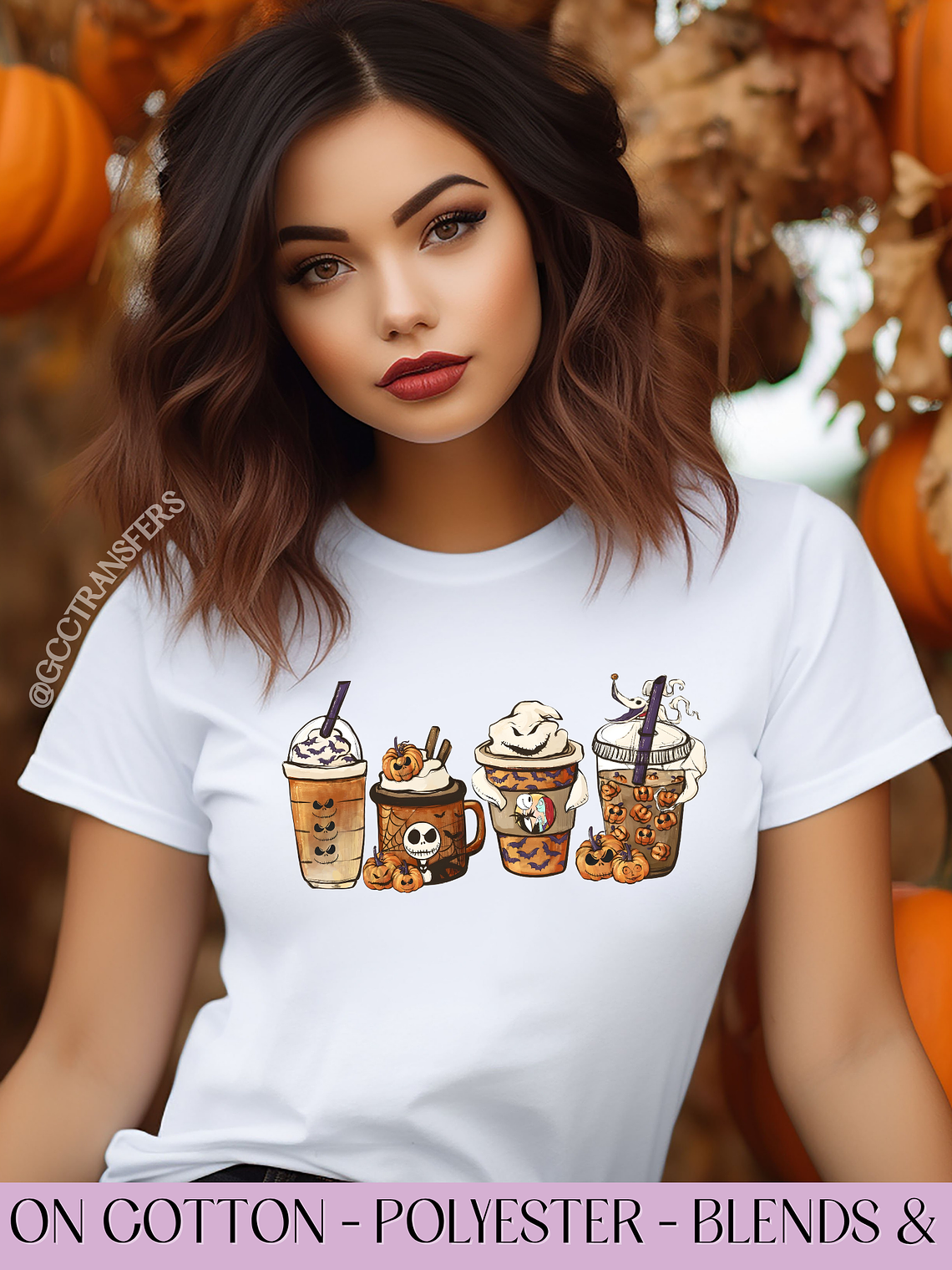 Pumpkin Iced Coffee Halloween - Full Color DTF Transfer 1