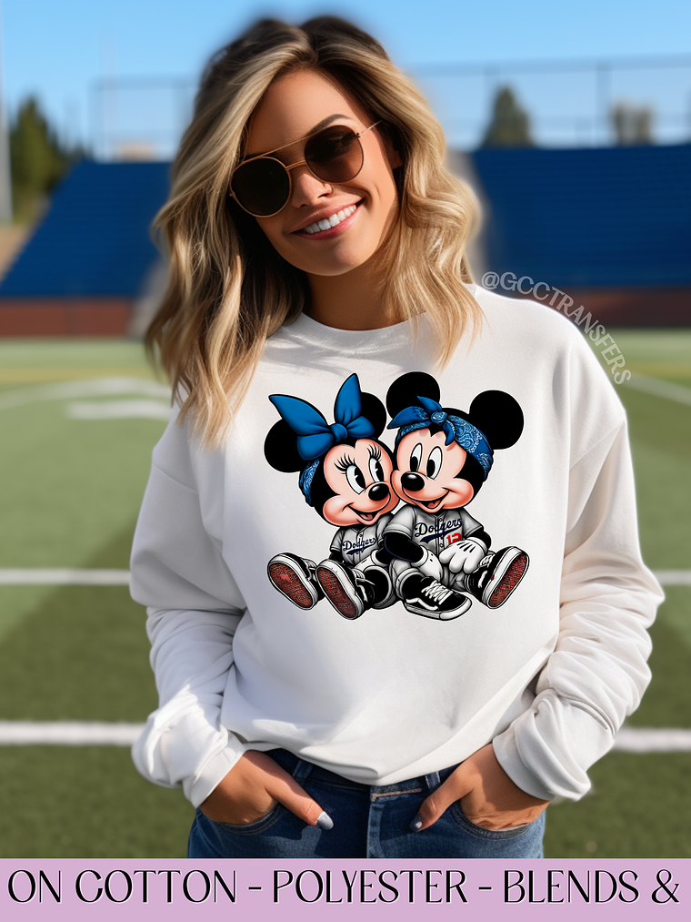 Mice Couple Baseball Fans - Full Color DTF Transfer 1