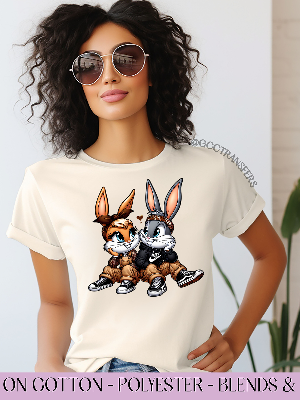 Chicano Rabbit Couple - Full Color DTF Transfer 1