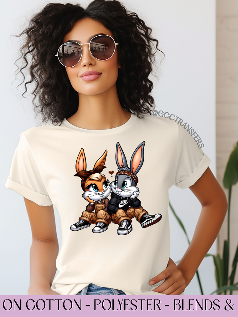 Chicano Rabbit Couple - Full Color DTF Transfer 1