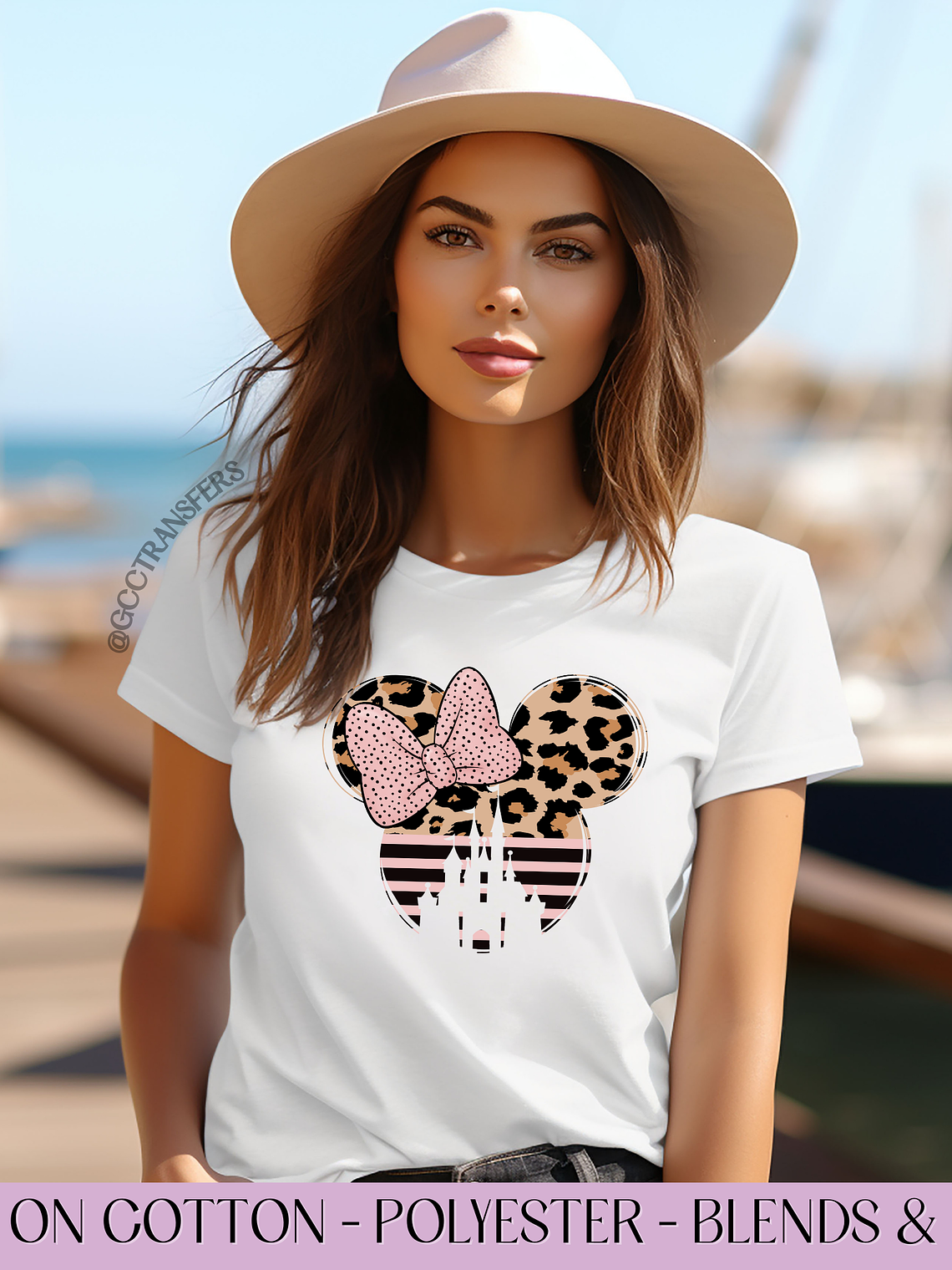 Pink Leopard Mice Head Bow - Full Color DTF Transfer 1