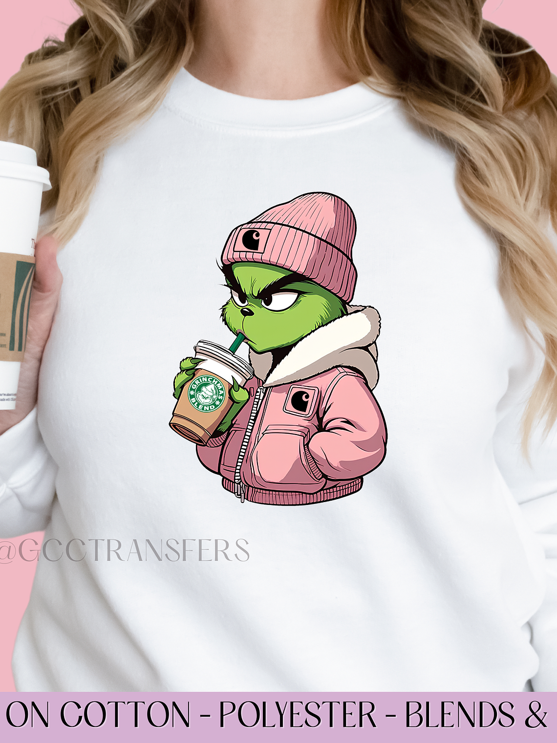 Pink Boujee Girl Iced Coffee - Full Color DTF Transfer 1