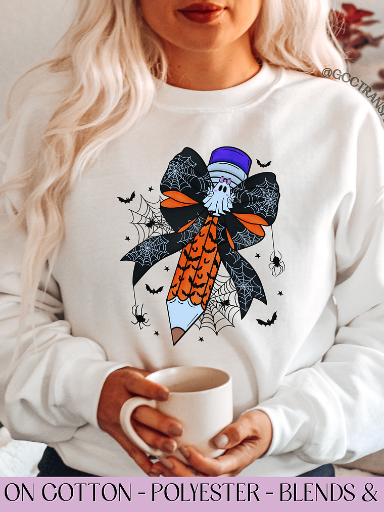 Spooky Teacher Pencil - Full Color DTF Transfer 1