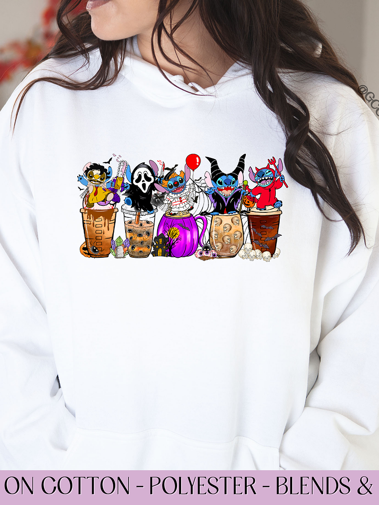 Cute Character Iced Coffee Costumes - Full Color DTF Transfer 1