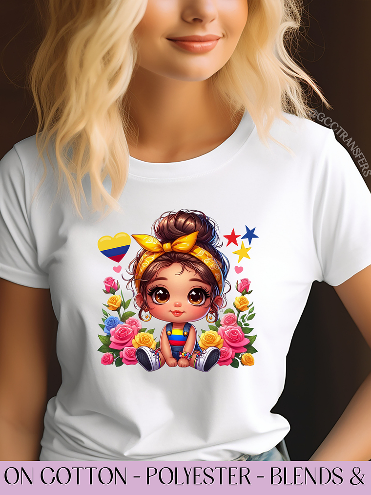 Cute Colombian Baby Jean Bodysuit- Full Color DTF Transfer 1