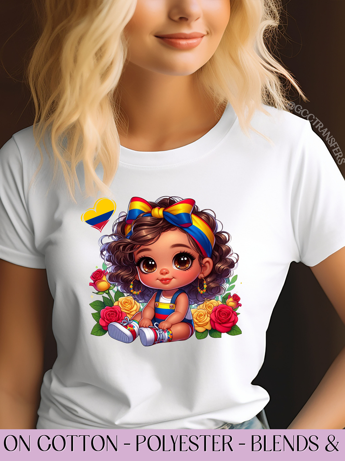 Cute Colombian Baby Bandana Tricolor - Full Color DTF Transfer 1