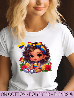 Cute Colombian Baby Bandana Tricolor - Full Color DTF Transfer