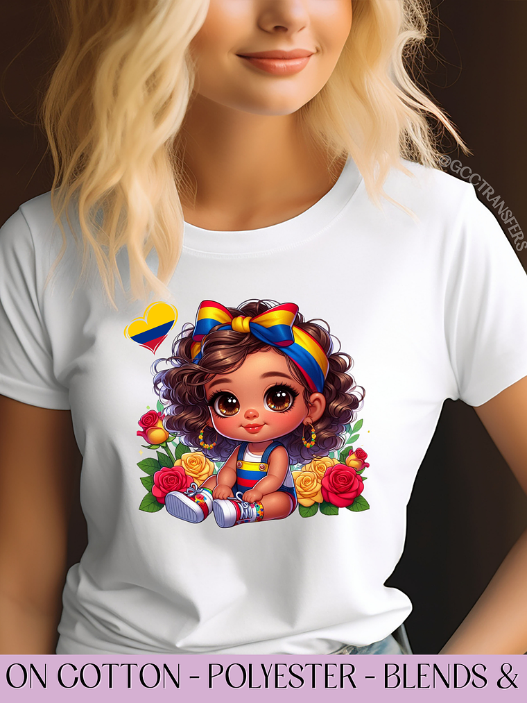 Cute Colombian Baby Bandana Tricolor - Full Color DTF Transfer 1