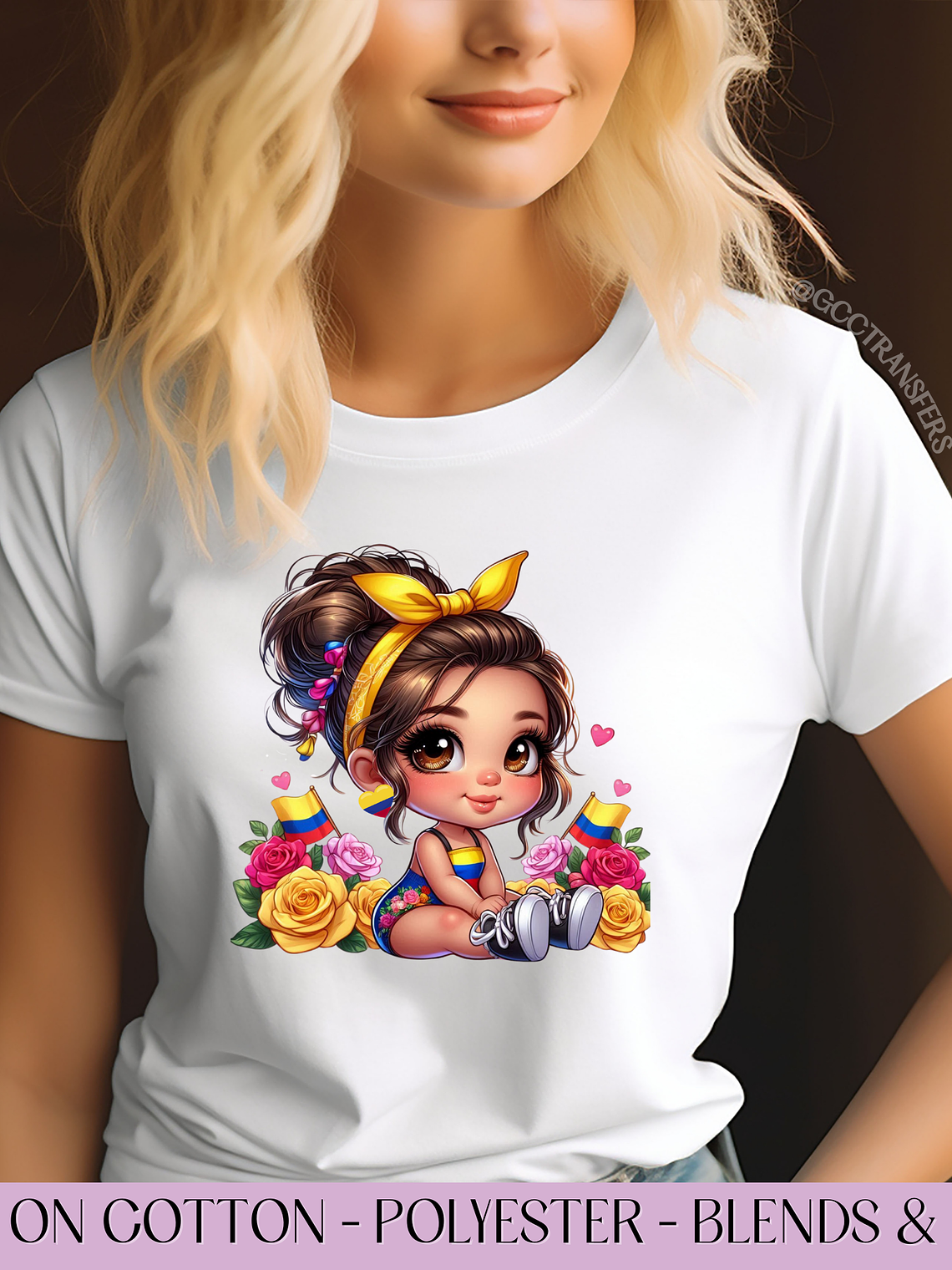 Cute Colombian Baby Heart Earrings - Full Color DTF Transfer 1