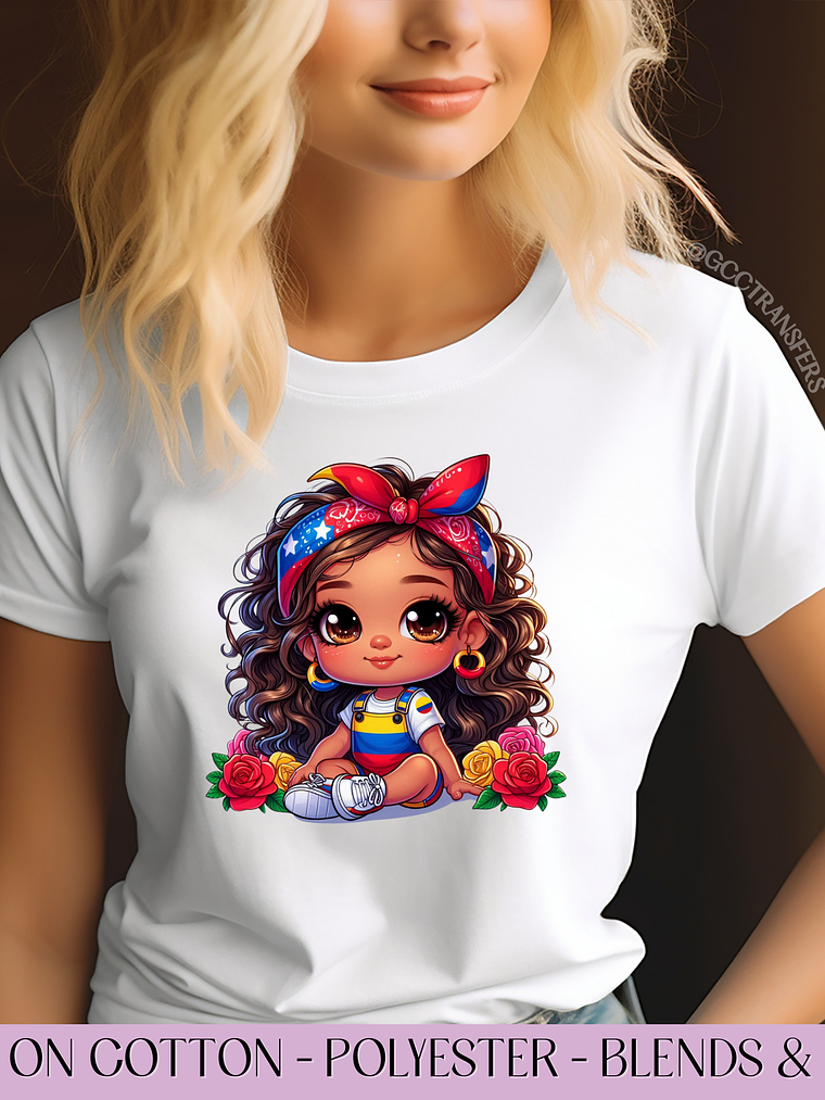 Cute Colombian Baby Flag Sleeve - Full Color DTF Transfer 1