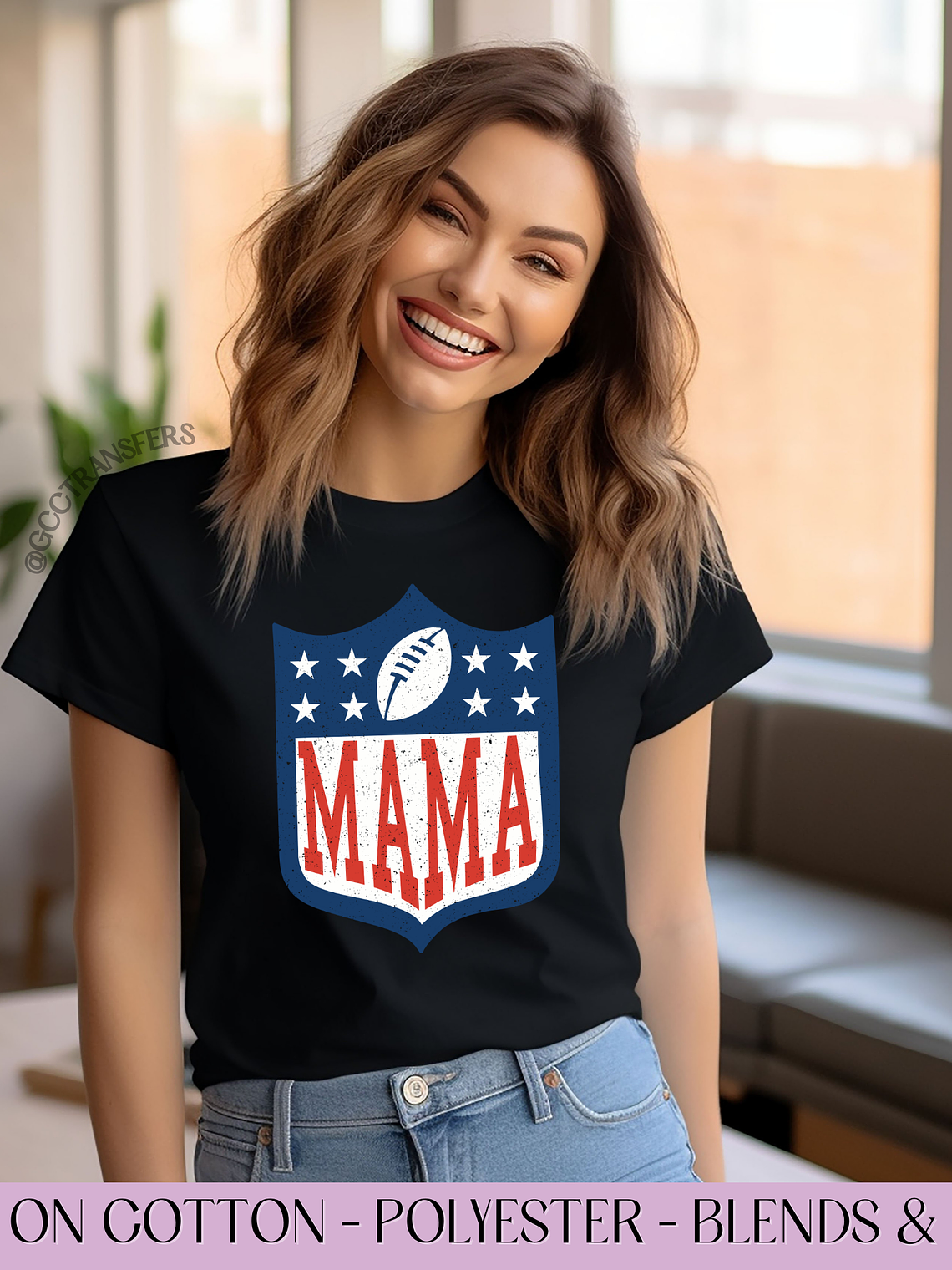 Distressed Mama Football - Full Color DTF Transfer 1
