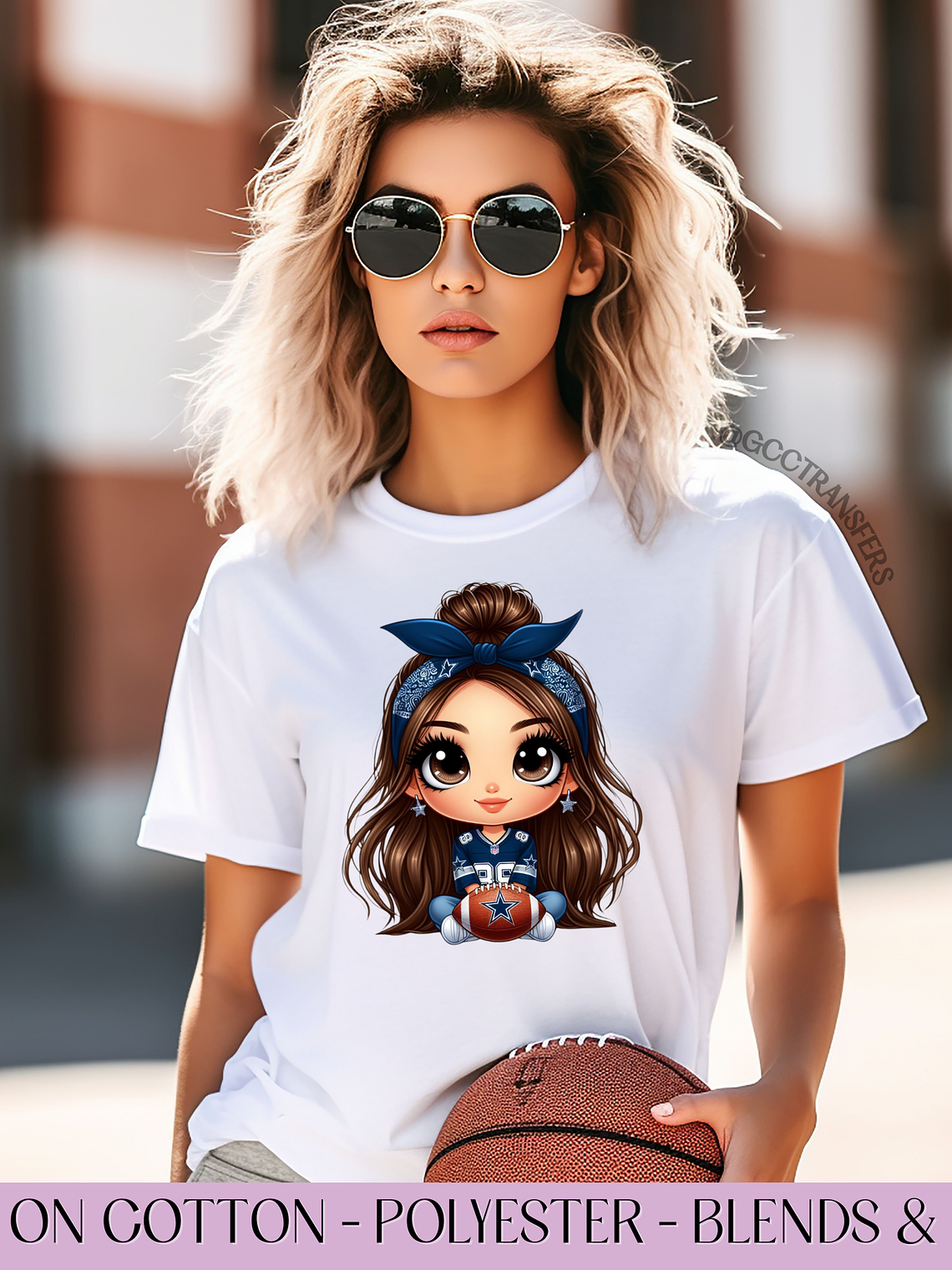 Cartoon Girl Cowboys Football Team - Full Color DTF Transfer 1