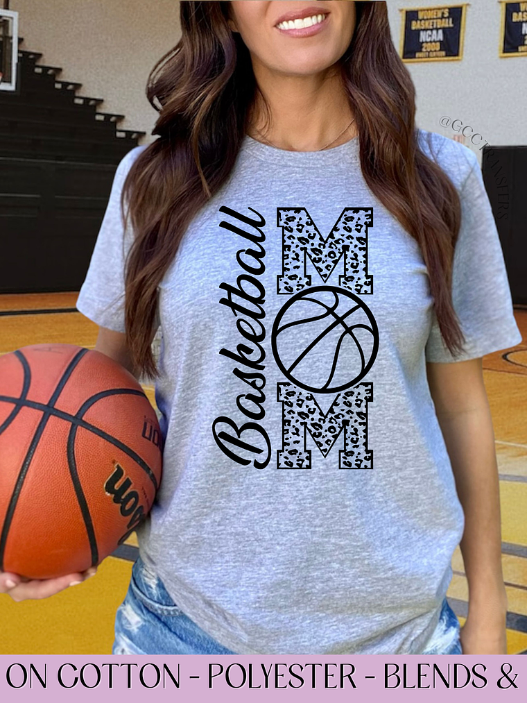 Basketball Mom Cheetah Black - Full Color DTF Transfer 1