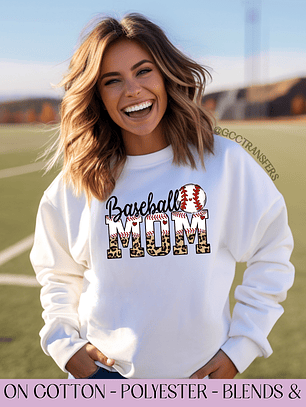 Baseball Mom Leopard - Full Color DTF Transfer