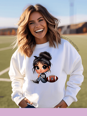 Cartoon Girl Raiders Football Team - Full Color DTF Transfer