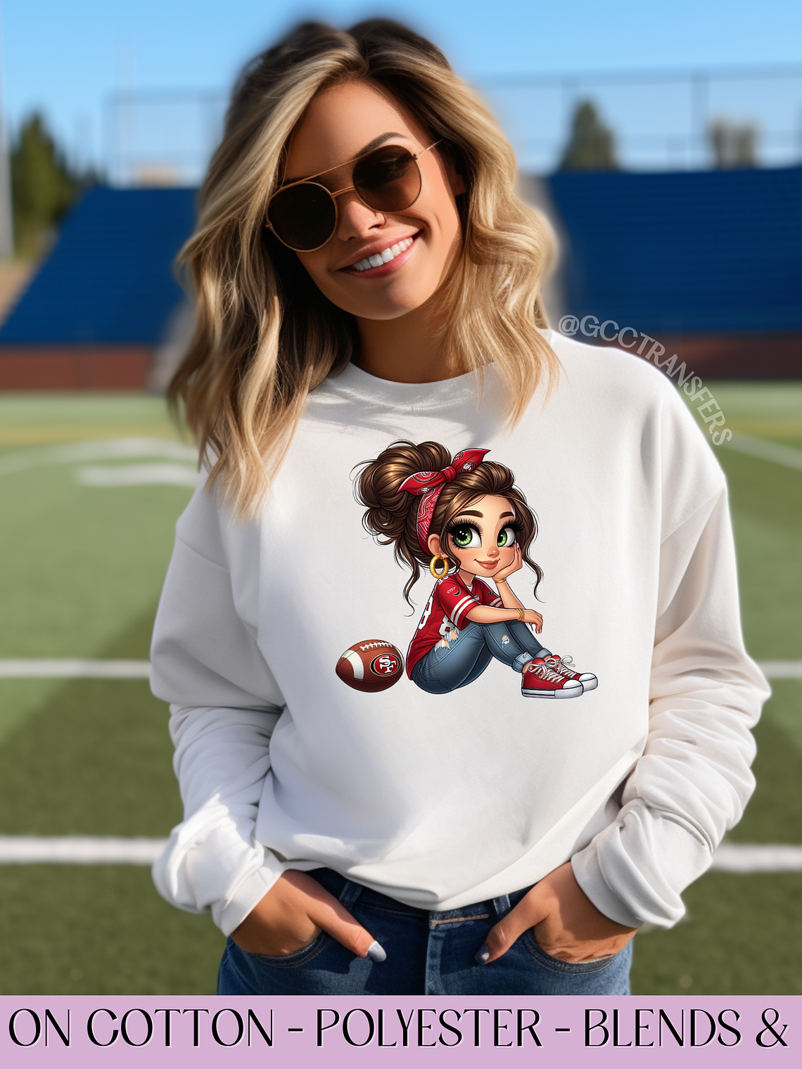 Cartoon Girl Niners Football Team - Full Color DTF Transfer 1