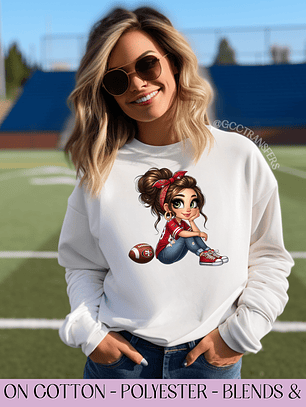 Cartoon Girl Niners Football Team - Full Color DTF Transfer