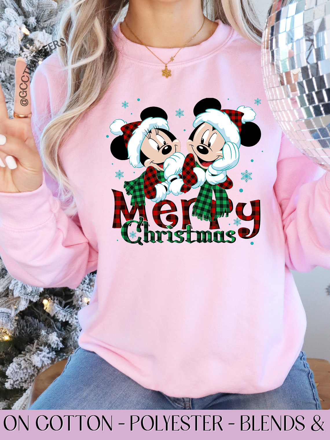 Merry Christmas Mice Couple - Full Color DTF Transfer 1