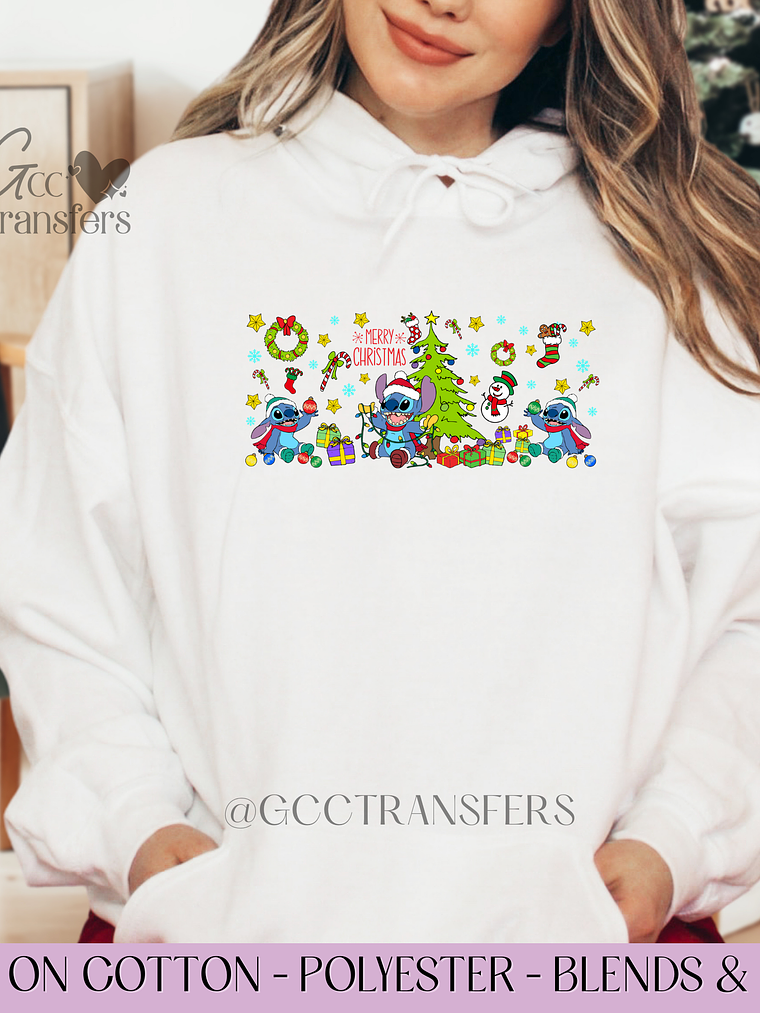 Merry Xmas Tree Alien  - Full Color DTF Transfer 1