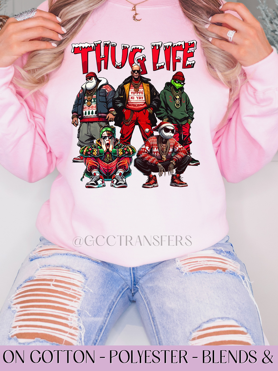 Thug Life Christmas Characters - Full Color DTF Transfer 1
