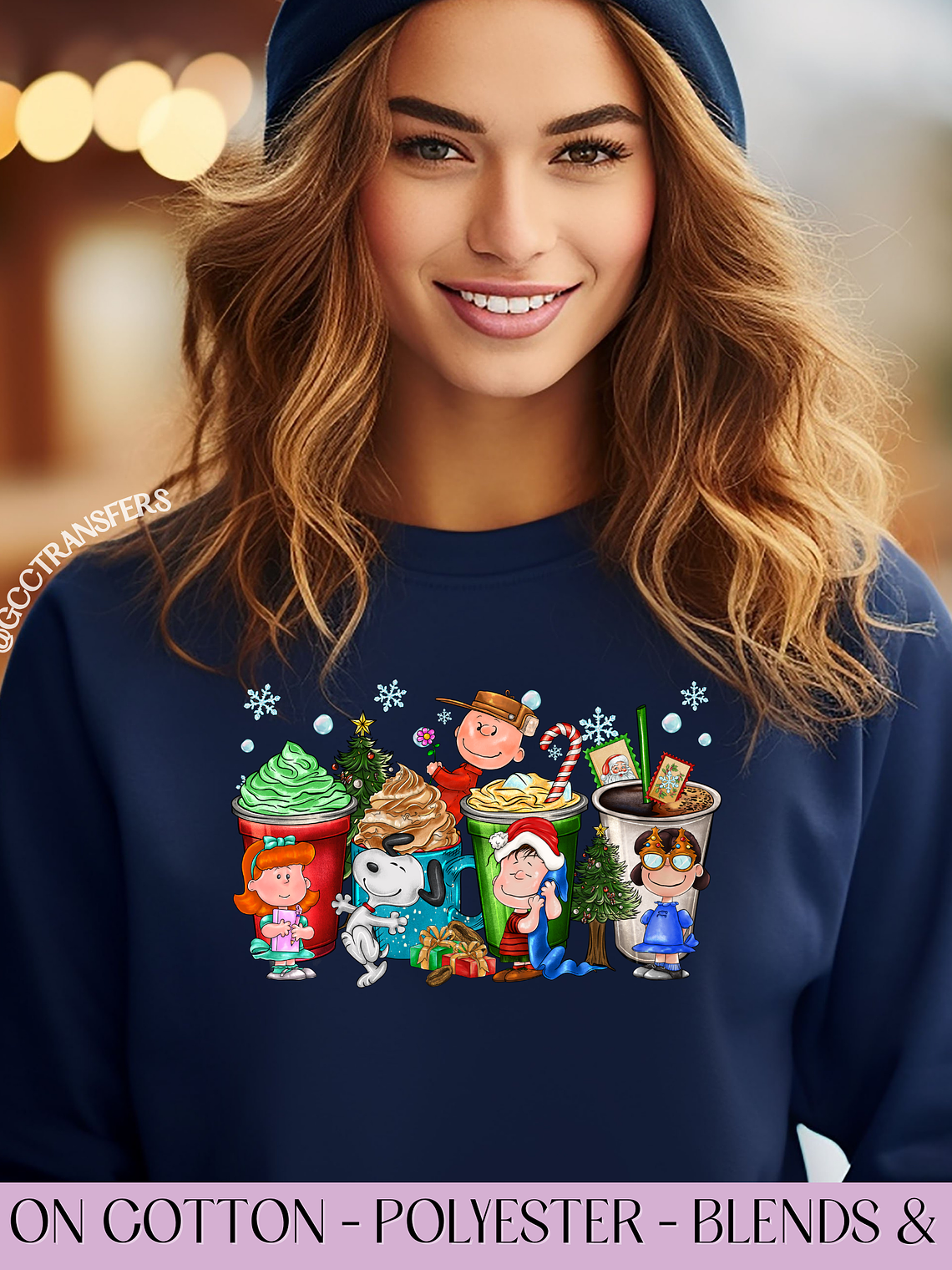 Charlie Doggy Friends Iced Coffee Xmas - Full Color DTF Transfer 1