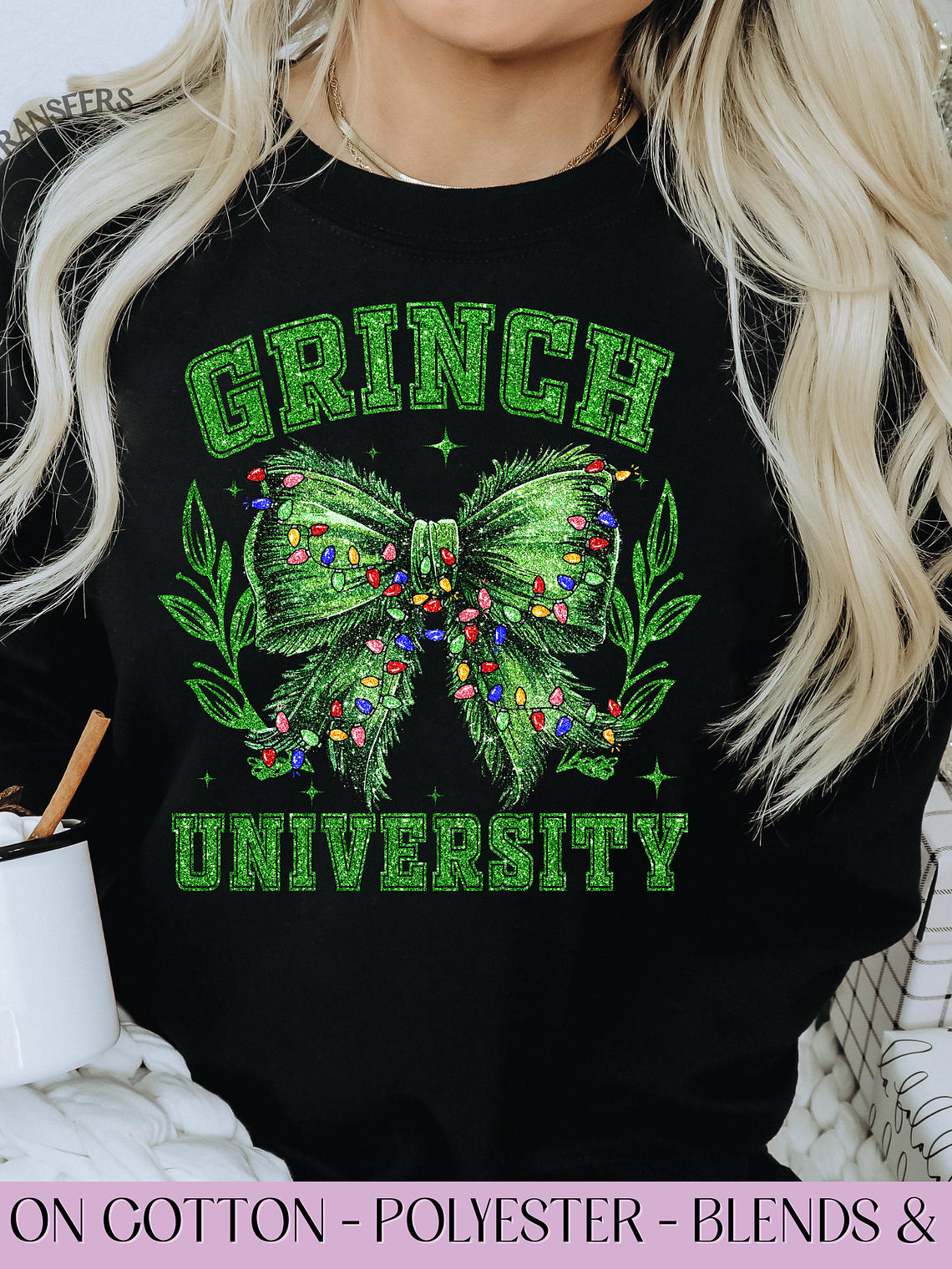 Grinch University Bow - Full Color DTF Transfer 1