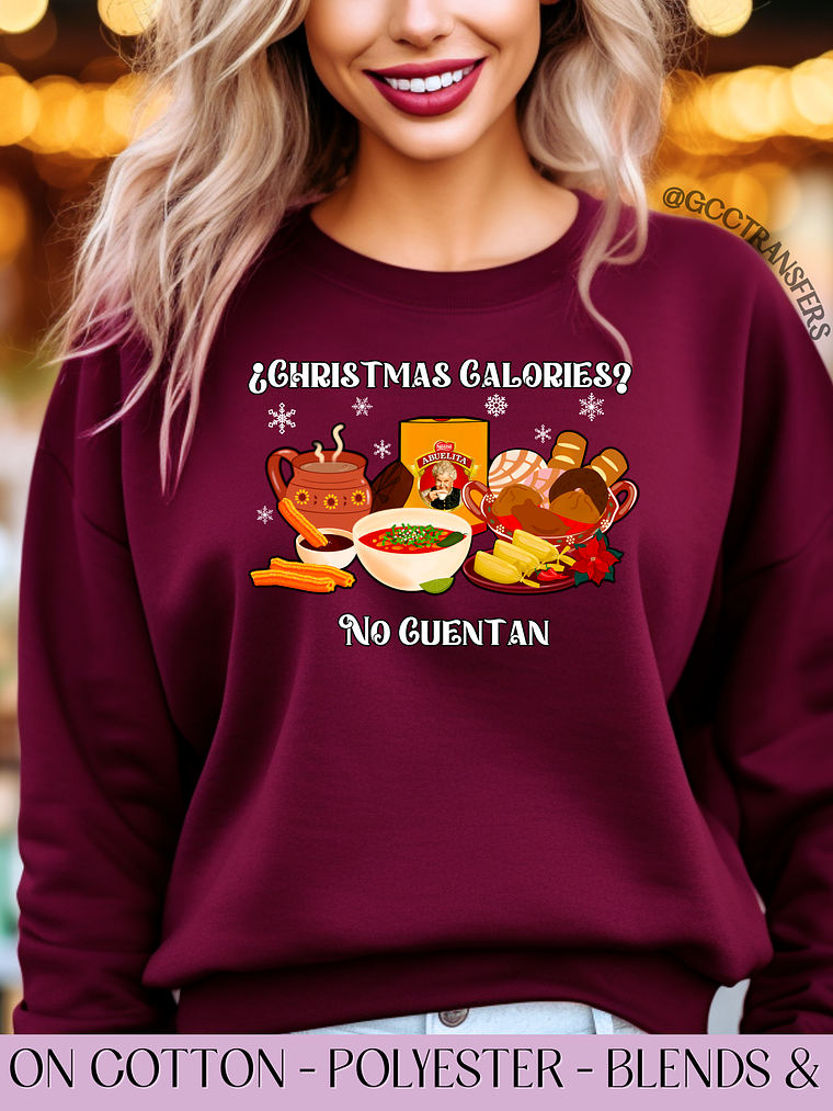 Christmas Calories No Cuentan - Full Color DTF Transfer 1
