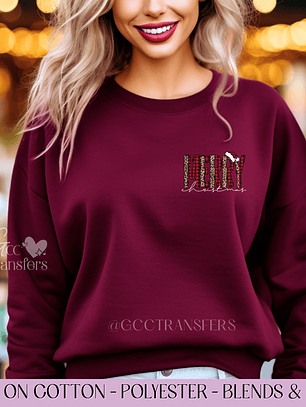 Merry Xmas Buffalo Plaid White (Pocket Size) - Full Color DTF Transfer