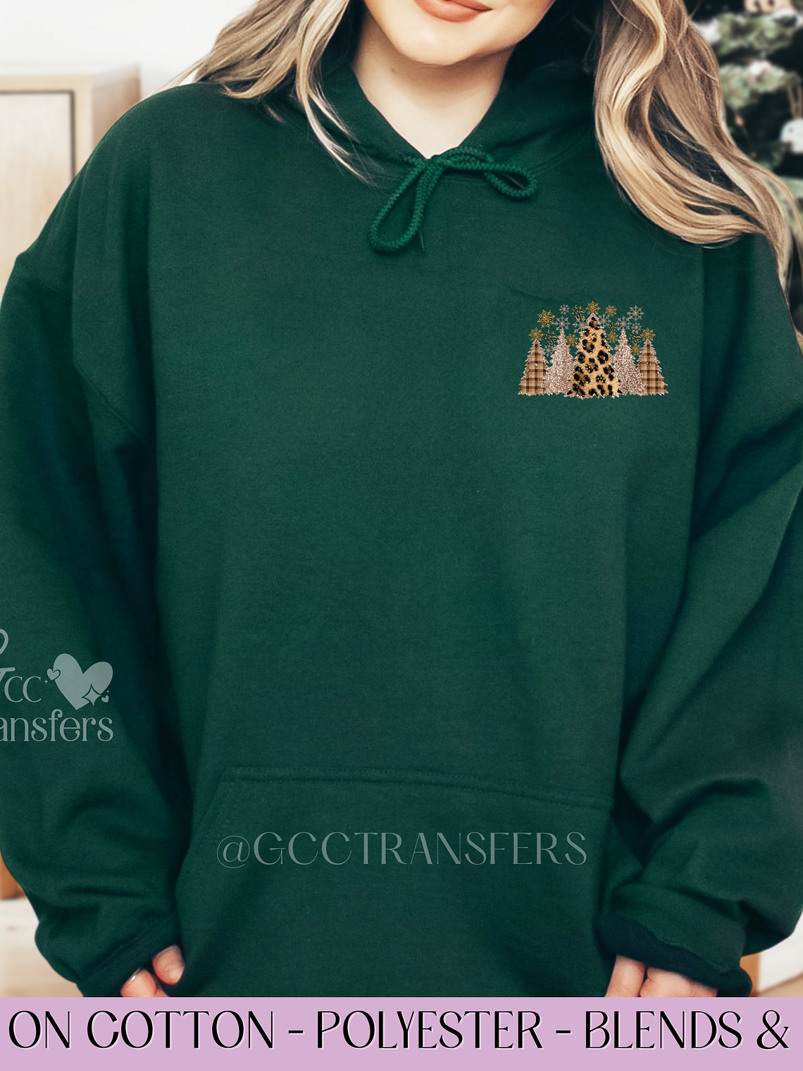 Christmas Trees Gold (Pocket Size) - Full Color DTF Transfer 1