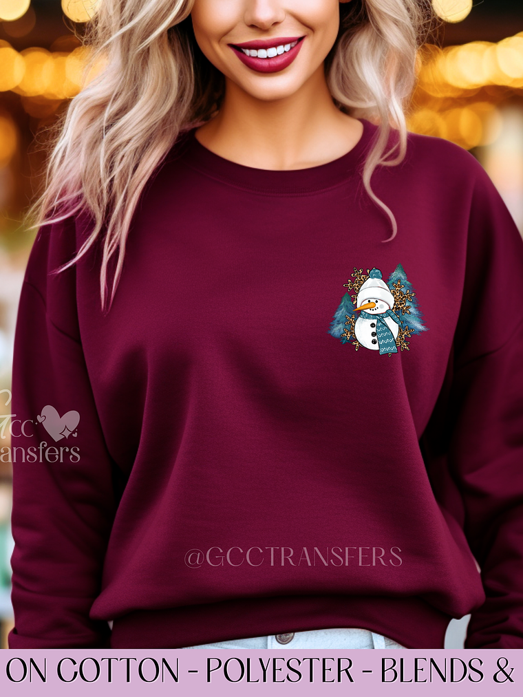 Blue Snowman (Pocket Size) - Full Color DTF Transfer 1