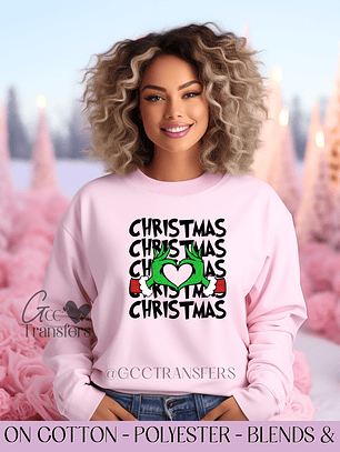 Christmas Grinch Heart- Full Color DTF Transfer