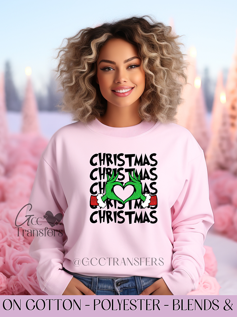 Christmas Grinch Heart- Full Color DTF Transfer 1