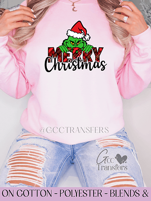 Grinch Merry Christmas - Full Color DTF Transfer