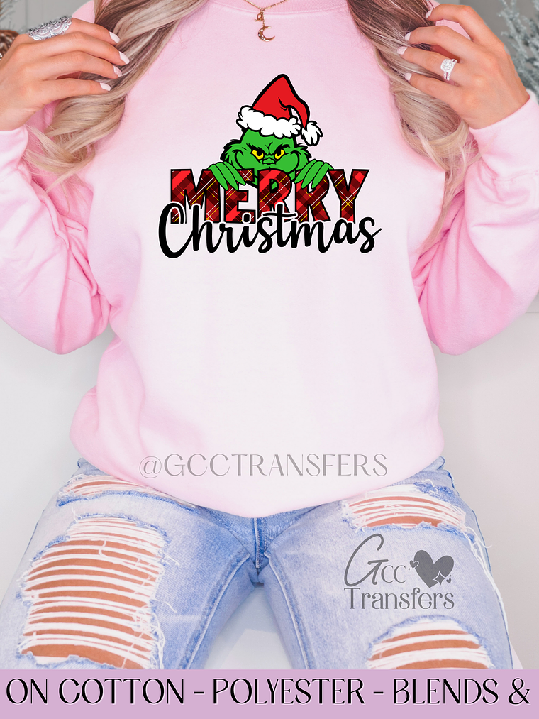 Grinch Merry Christmas - Full Color DTF Transfer 1