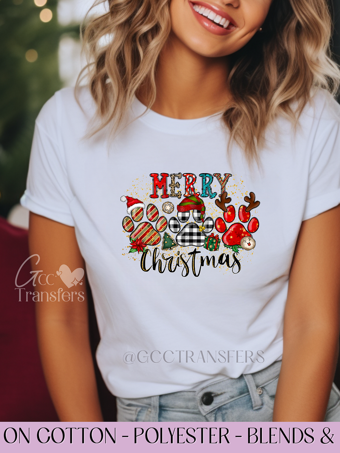 Merry Paws Christmas - Full Color DTF Transfer 1