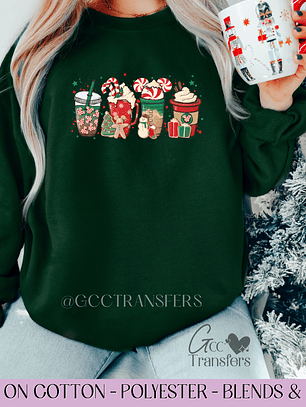 Christmas Coffee Candy Cane - Full Color DTF Transfer