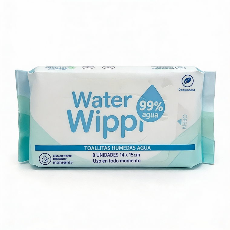 Toallitas Húmedas Wippi 99% 💧Water 64 unid. 🌿Biodegradables 2