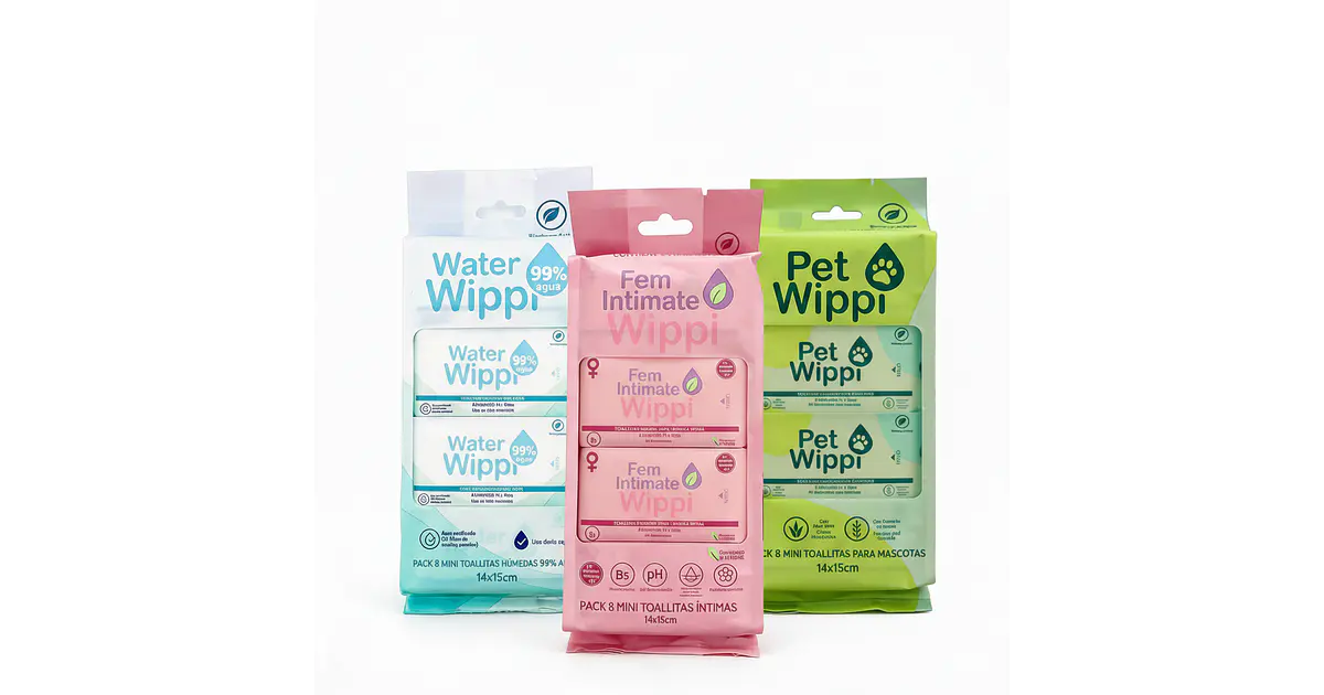 Tripack 🌸Fem + 💧Water + 🐾Pet. Toallitas Húmedas 🌿Biodegr