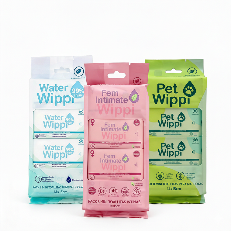 Tripack 🌸Fem + 💧Water + 🐾Pet. Toallitas Húmedas 🌿Biodegradables 1
