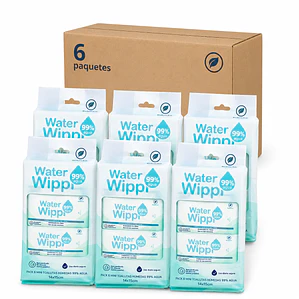 Caja 6 Toallitas Húmedas Wippi 99% 💧Water 6x64 unid. 🌿Bio