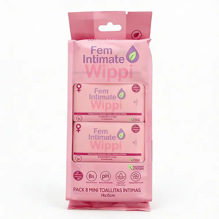 Caja 6 Toallitas Húmedas Wippi 🌸Fem 6x64 unid.🌿Bio 2